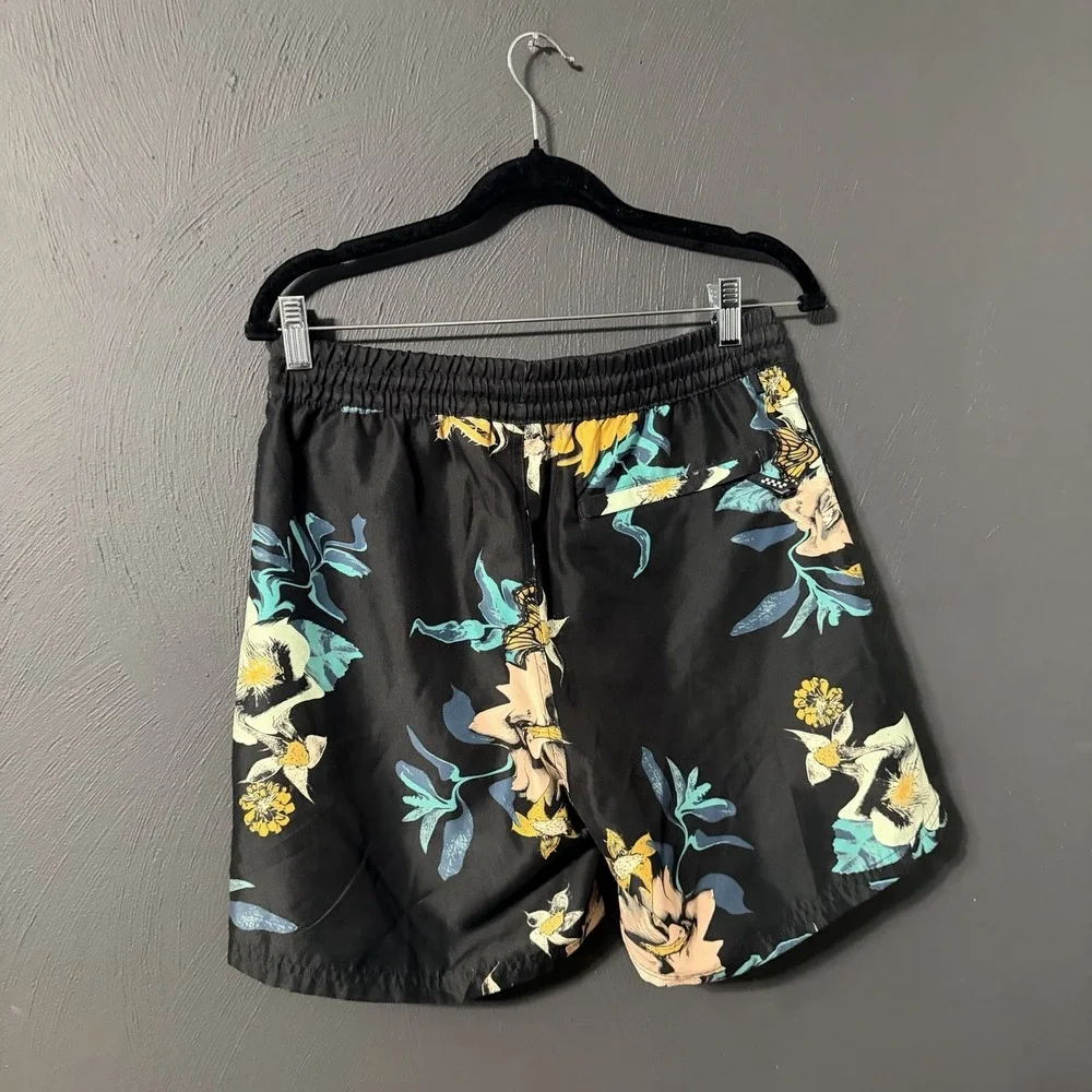 Vans Relaxed Fit Board Shorts Floral Navy Yellow Men's Size Small
